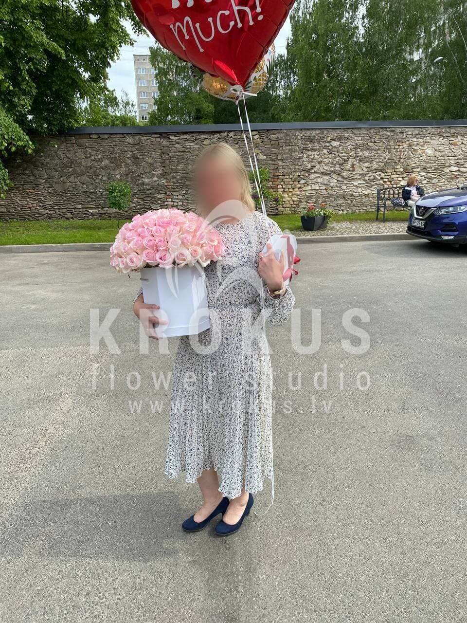 Deliver flowers to Ogre (pink roseswhite roses)